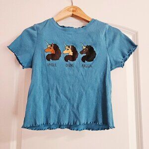 Afro Unicorn Crop Top Tee